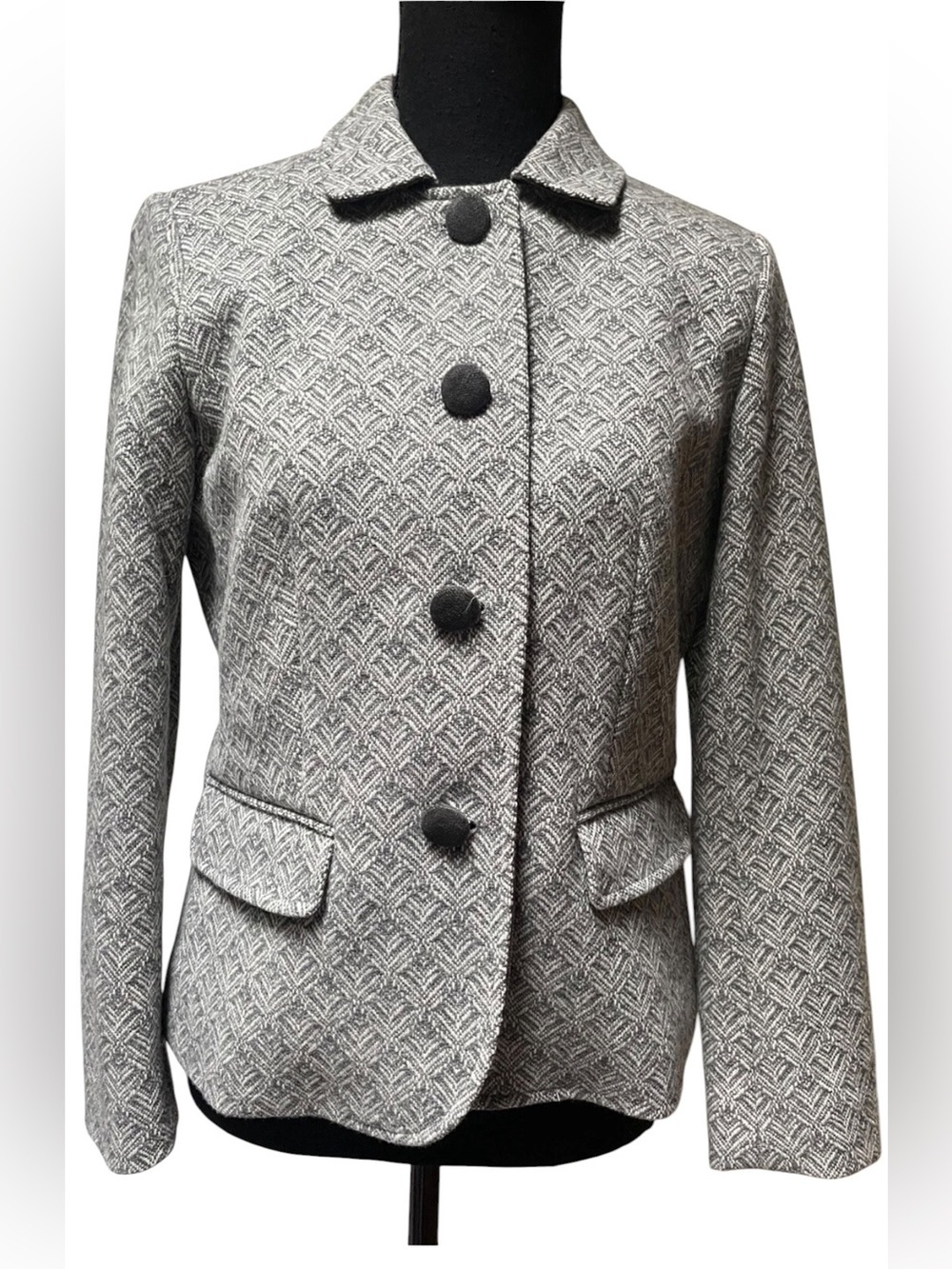 Talbots Petites Wool Blend Button Front Blazer Jacket